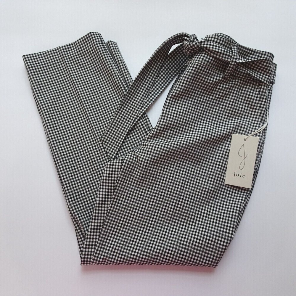 NWT JOIE Belted Gingham Pants Trousers High Waist Fashion Career Designer 4 - Picture 4 of 12